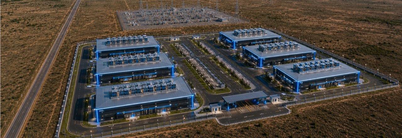 Data Center Valley aerial view at night